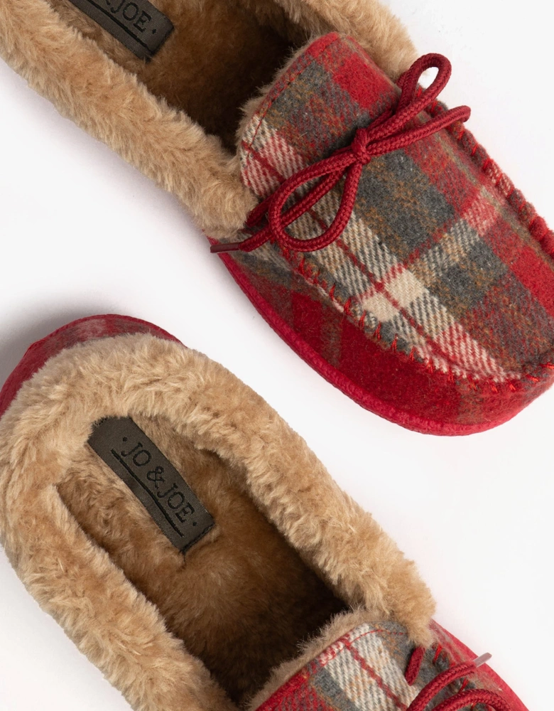 Jo & Joe PEMBROKE Womens Moccasin Slippers Festive Red