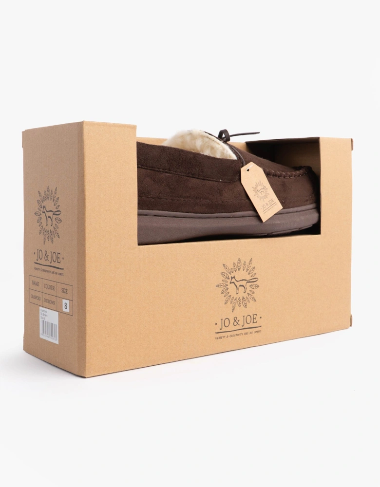 Jo & Joe CRANFORD Mens Moccasin Slippers Brown