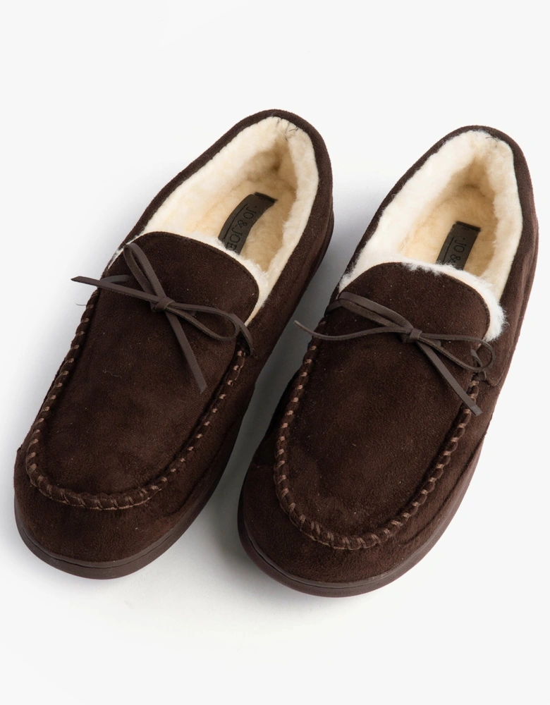 Jo & Joe CRANFORD Mens Moccasin Slippers Brown