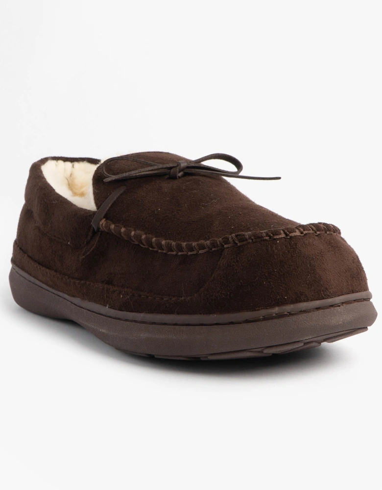 Jo & Joe CRANFORD Mens Moccasin Slippers Brown