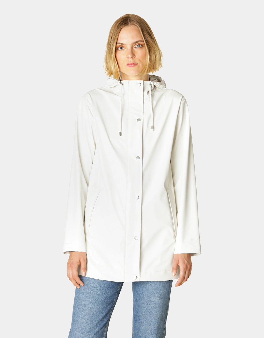 Women's Ilse Jacobsen Rain Womens Short Rubberised Raincoat - Milk Creme 121 - White - Size: UK8 eu34 us6