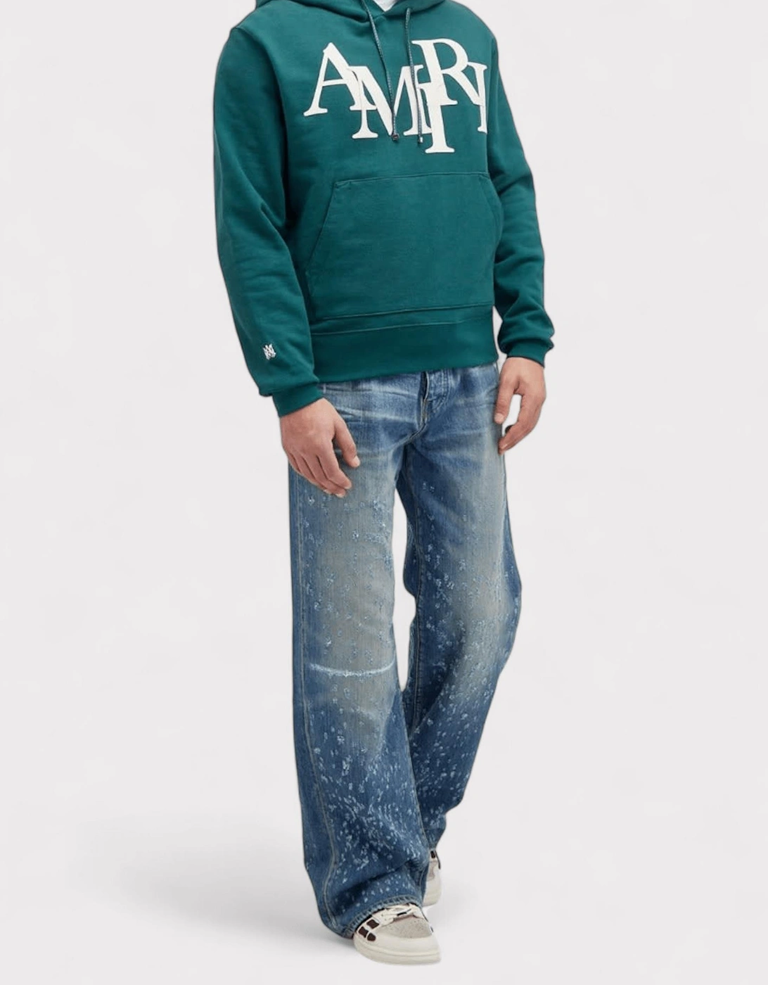 Staggered Logo Hoodie Rain Forest