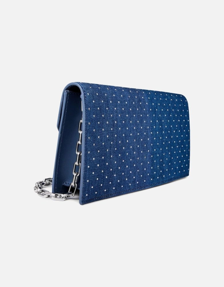 Denim Rhinestone Clutch in Cobalt Blue