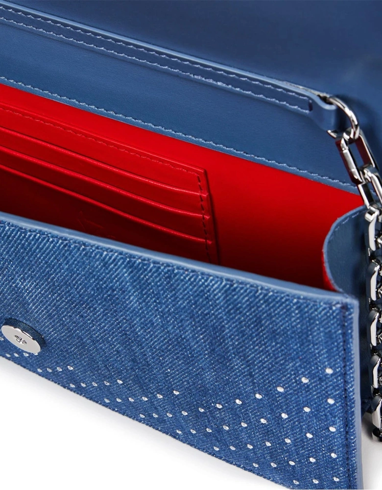 Denim Rhinestone Clutch in Cobalt Blue