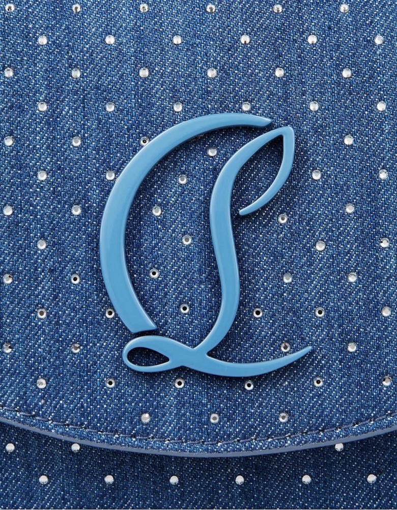 Denim Rhinestone Clutch in Cobalt Blue