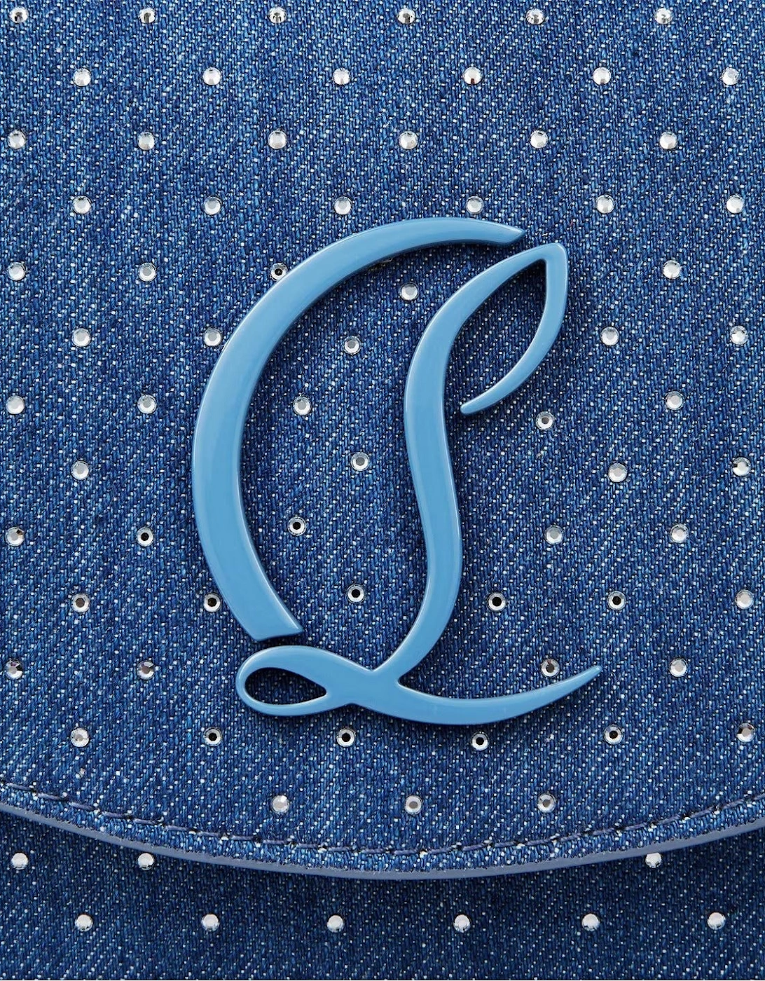 Denim Rhinestone Clutch in Cobalt Blue