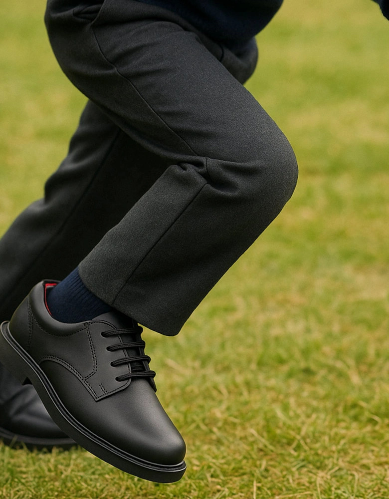 TIM Boys Leather School Shoes Black
