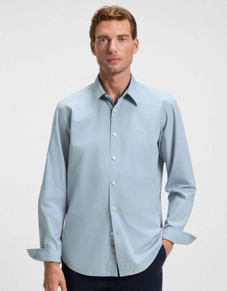 BOSS Orange Relegant 6 Mens Regular-Fit Shirt in Cotton Poplin with Kent Collar - Light/Pastel Blue 451