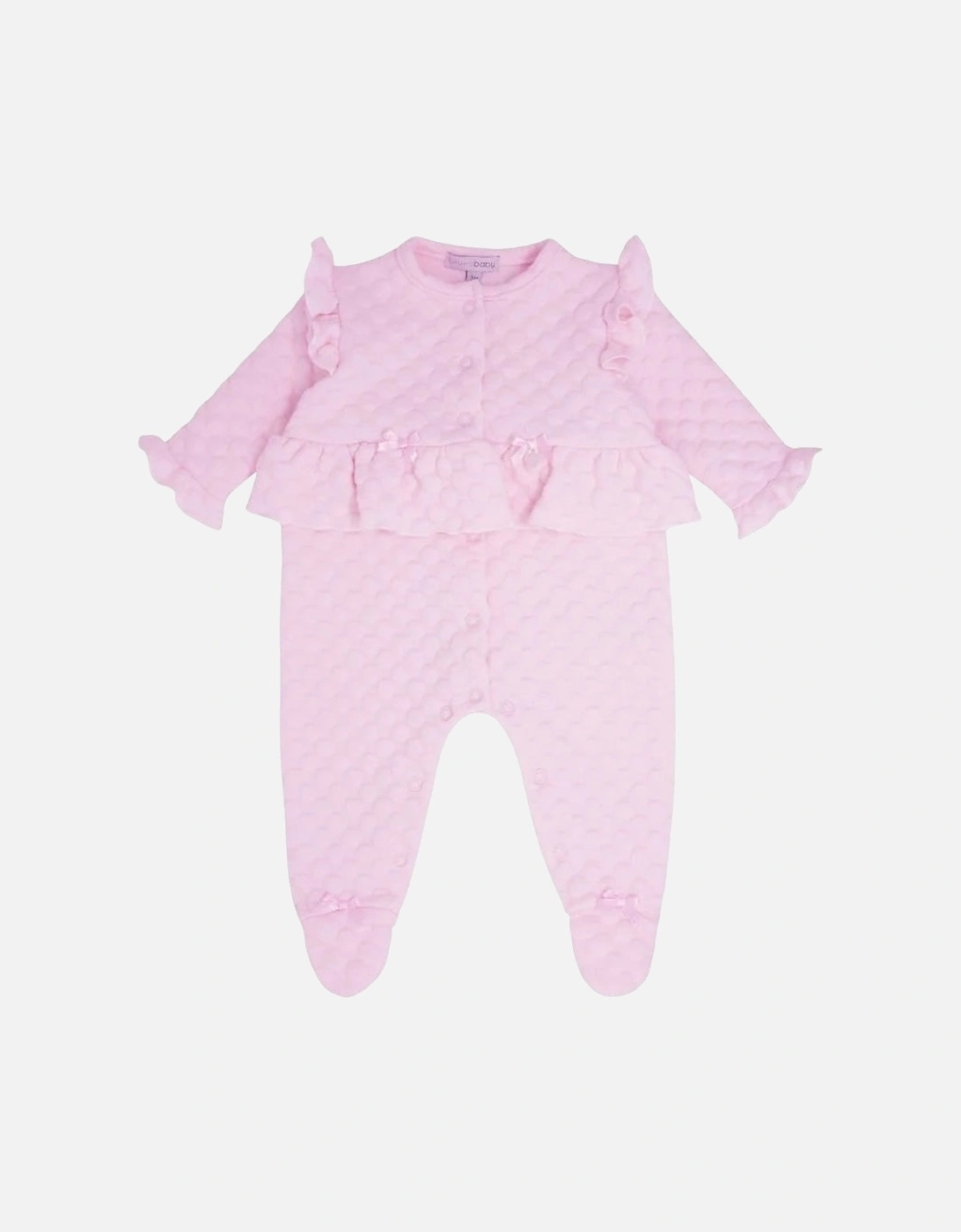 Girls Pale Pink Bubble Babygrow, 2 of 1