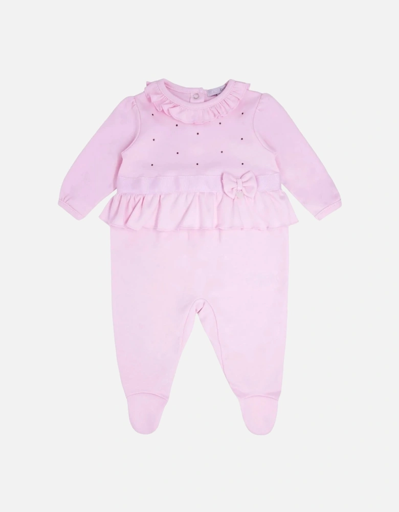 Girls Pale Pink Cotton Babygrow