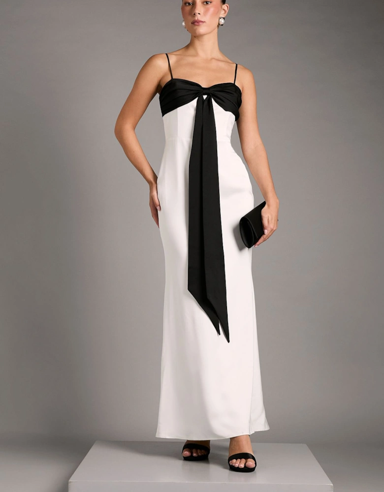 Monochrome Bow Detail Maxi Dress