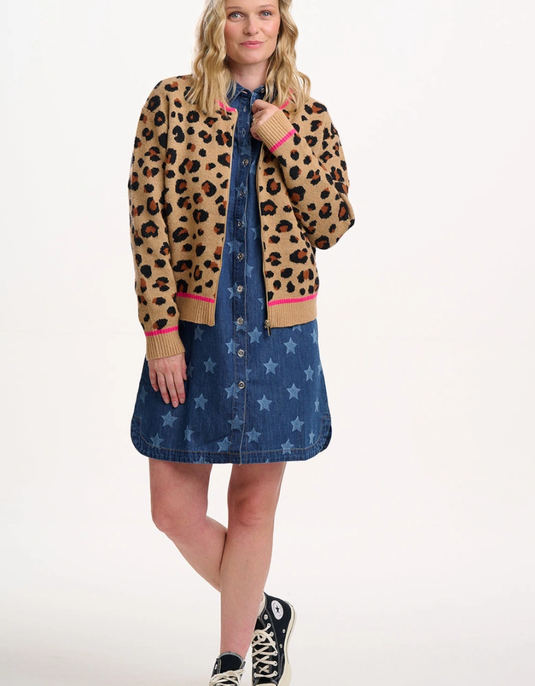 Solana knitted leopard bomber jacket