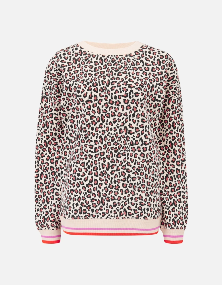 Eadie relalxed sweatshirt in stone leopard print