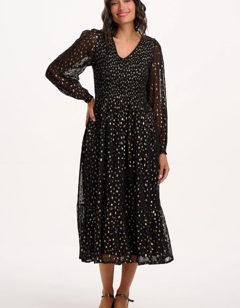 Jacqueline midi shirred dress