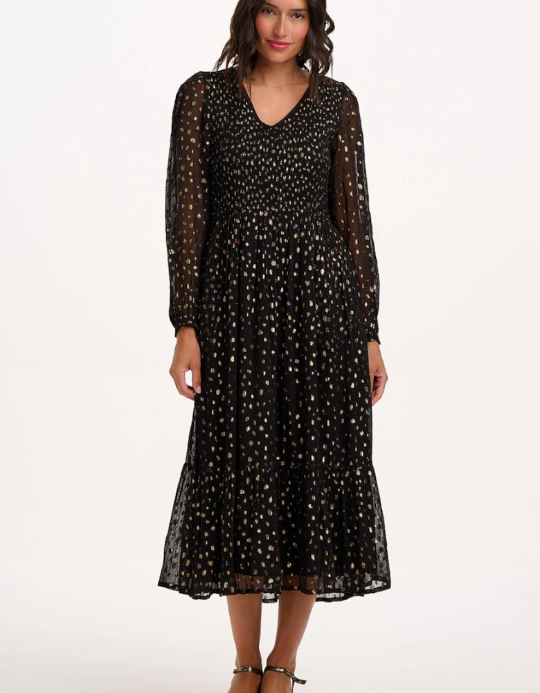 Jacqueline midi shirred dress