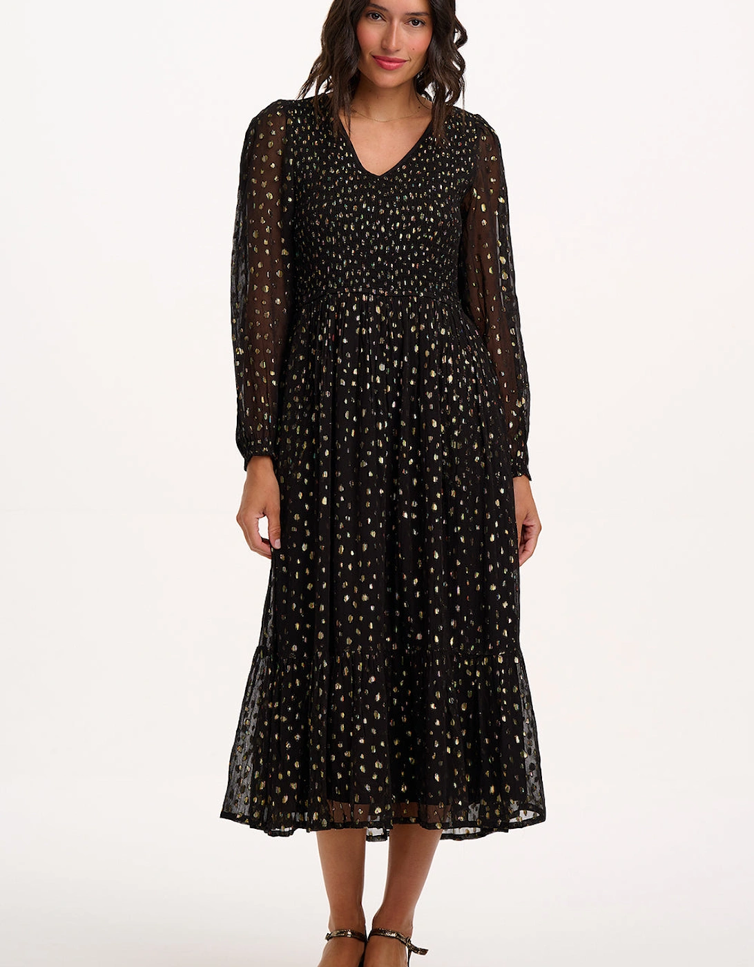 Jacqueline midi shirred dress