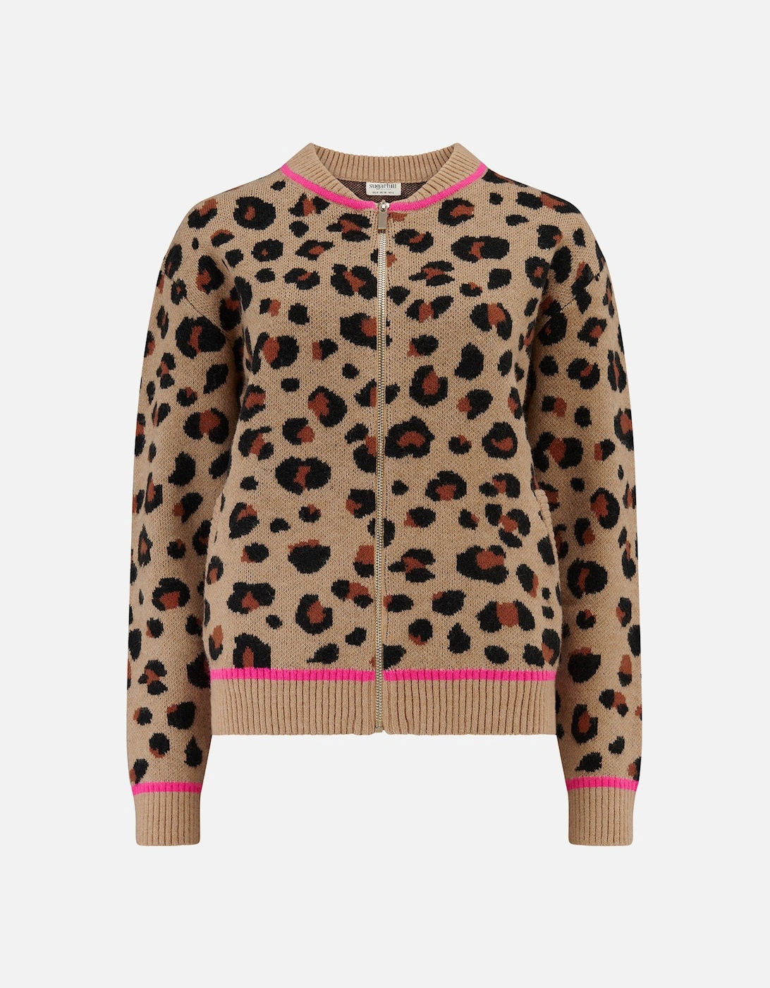 Solana knitted leopard bomber jacket