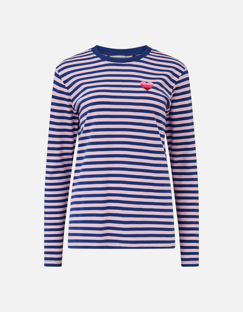 Brunswick jersey top in navy lilac heart