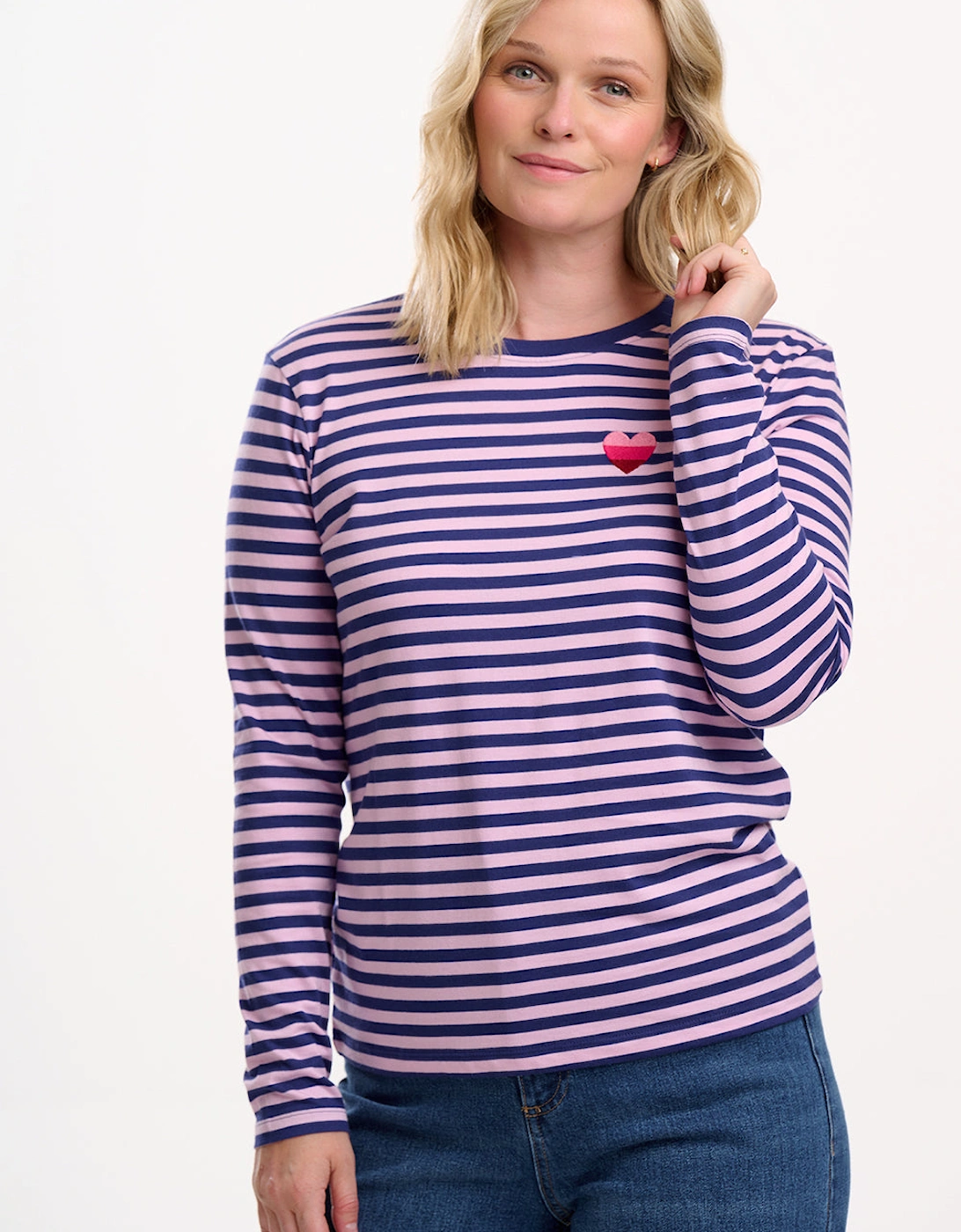 Brunswick jersey top in navy lilac heart, 5 of 4
