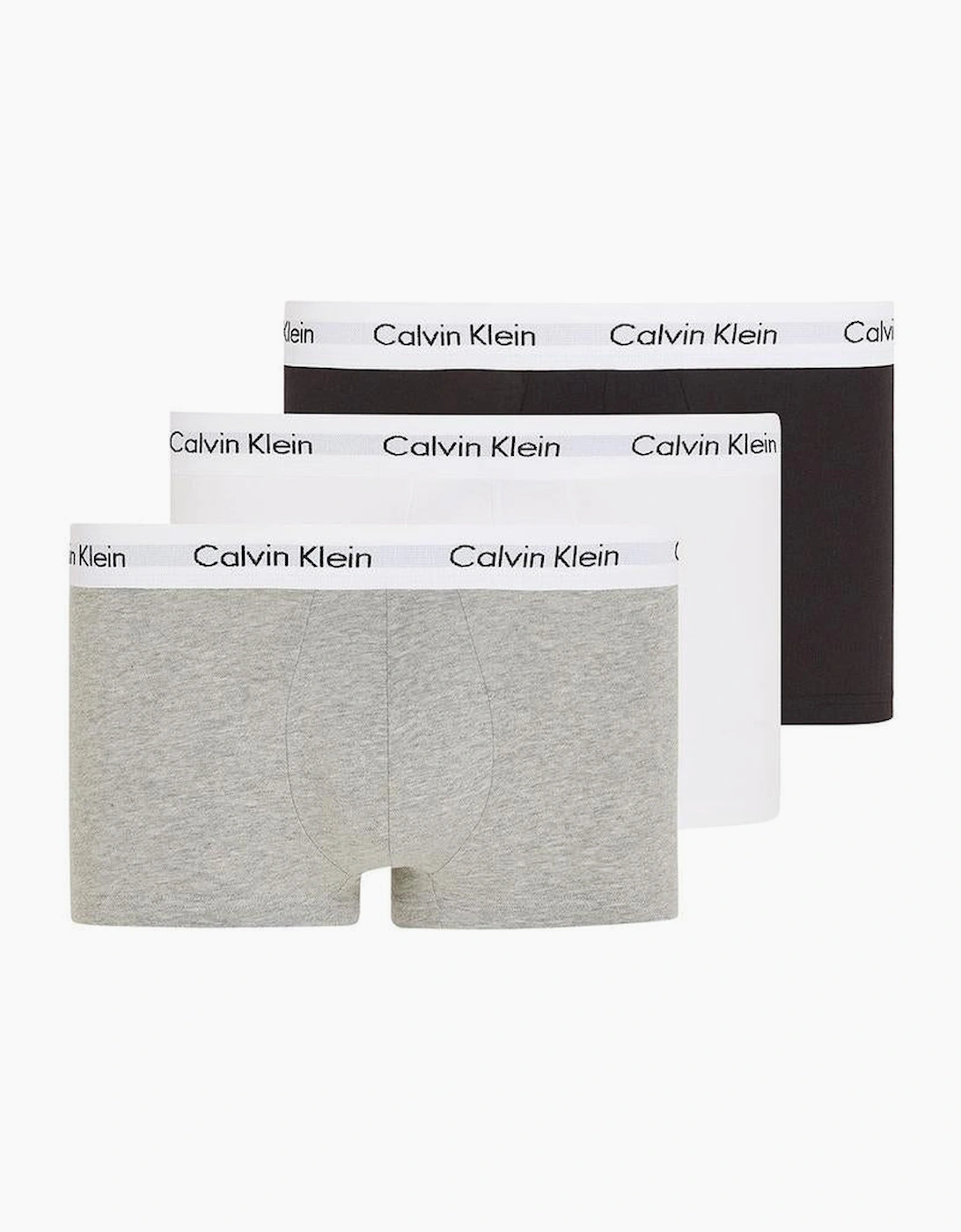 Men's Calvin Klein 3-Pack Low-Rise Cotton Stretch Boxer Trunks, Black/White/Grey - Size: 32/34/35
