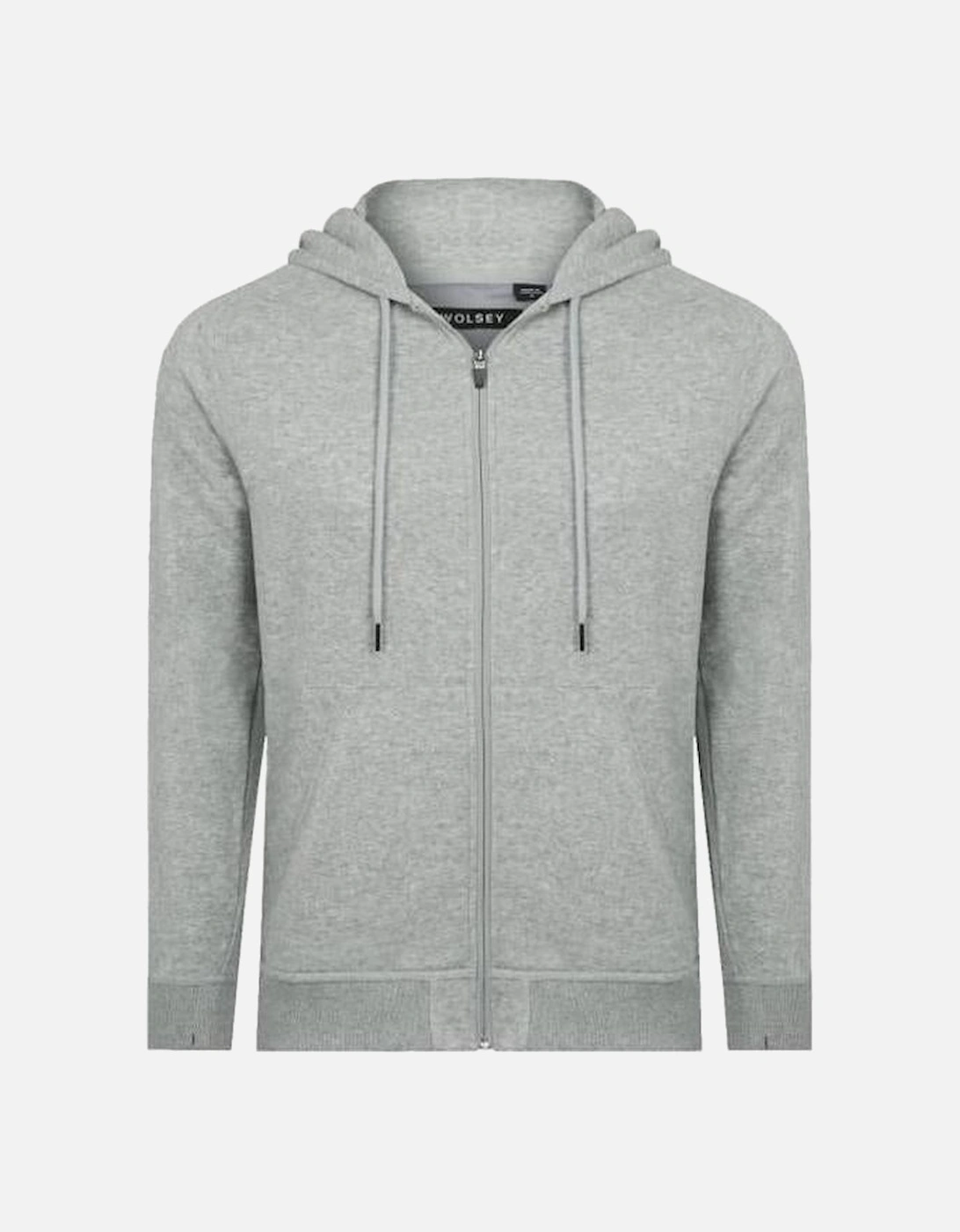 Brushed Cotton Jersey Zip-Thru Hoodie, Grey Marl, 5 of 4