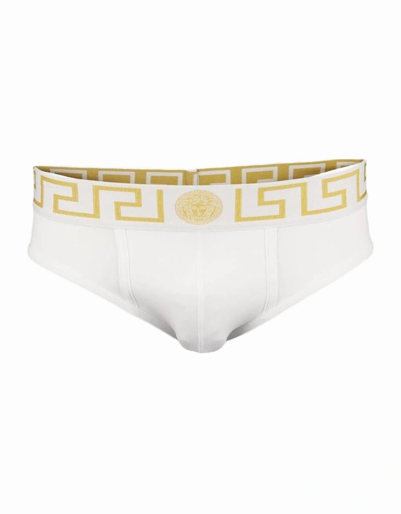 Greca Border Briefs, White