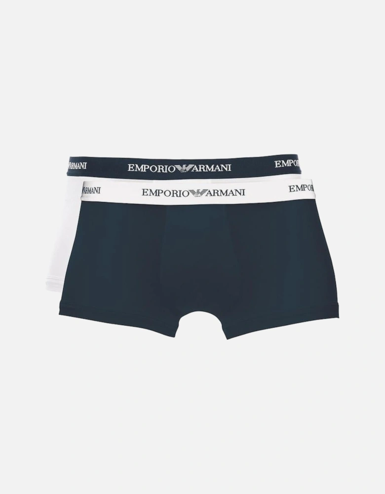 2-Pack Logoband Contrast Waist Boxer Trunks, Grey/Black
