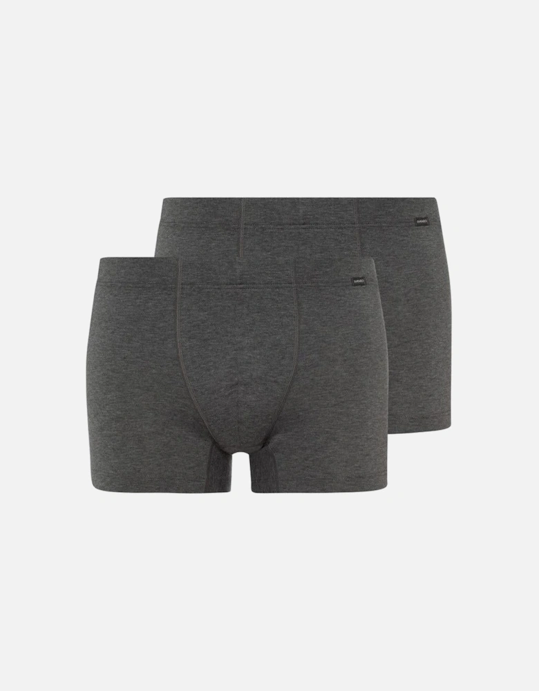 2-Pack Covered Waistband Cotton Essentials Boxer Trunks, Coal Melange