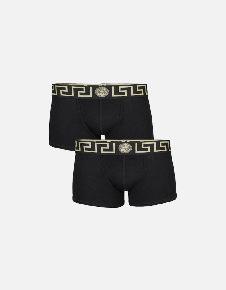2-Pack Low Rise Greca Border Boxer Trunks, Black