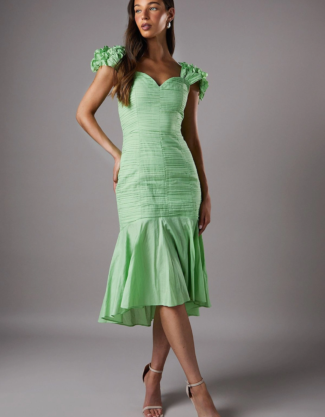Ruched Sleeveless Drop Hem Midi Dress, 2 of 1