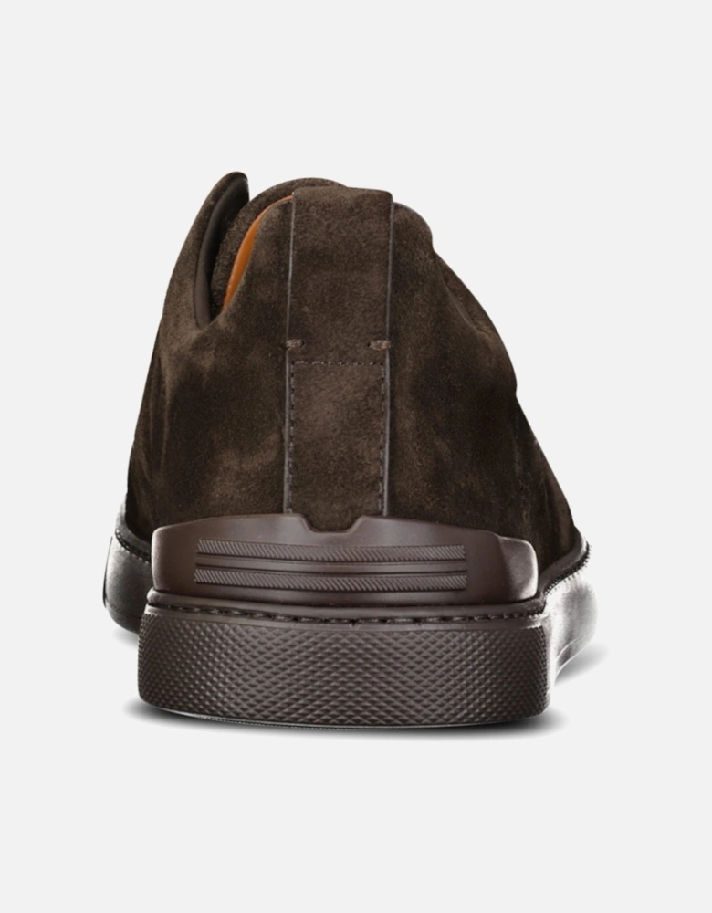 Zegna Triple Stitch Trainers Dark Brown Suede
