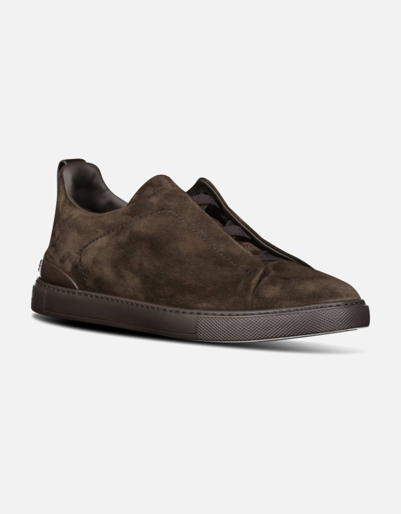 Zegna Triple Stitch Trainers Dark Brown Suede