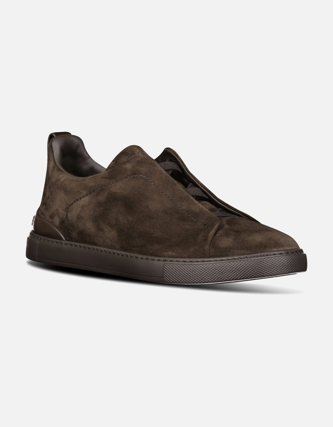Zegna Triple Stitch Trainers Dark Brown Suede