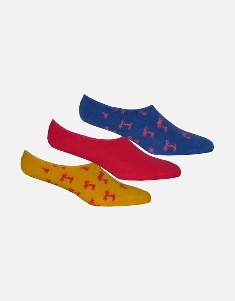 3-Pack Palm Beach Trainer Socks, Blue/Yellow/Pink