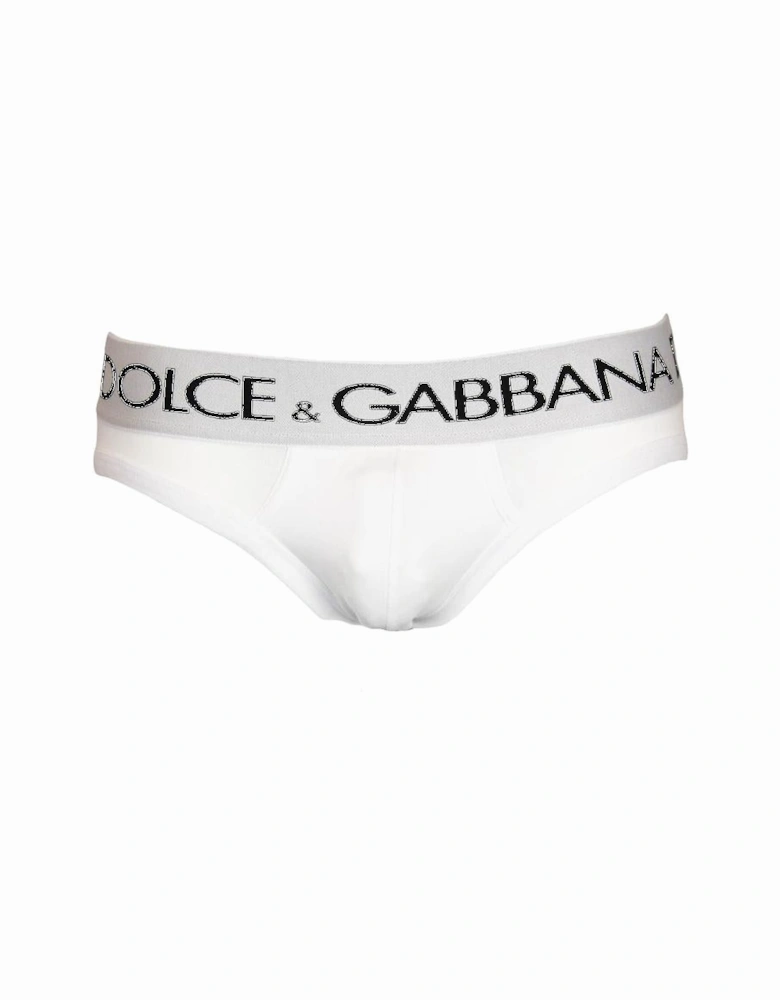 Mid-Rise Briefs in Two-Way Stretch Cotton, Optical White