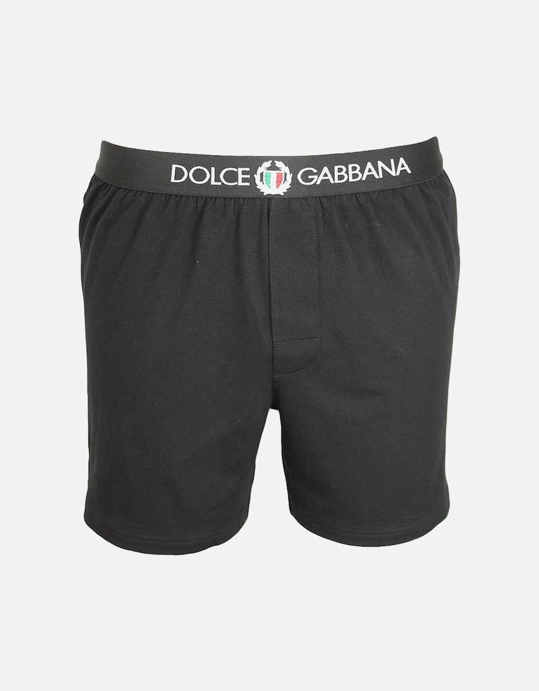 Regular Cotton Stretch Boxer Shorts with Crest, Black, 2 of 1