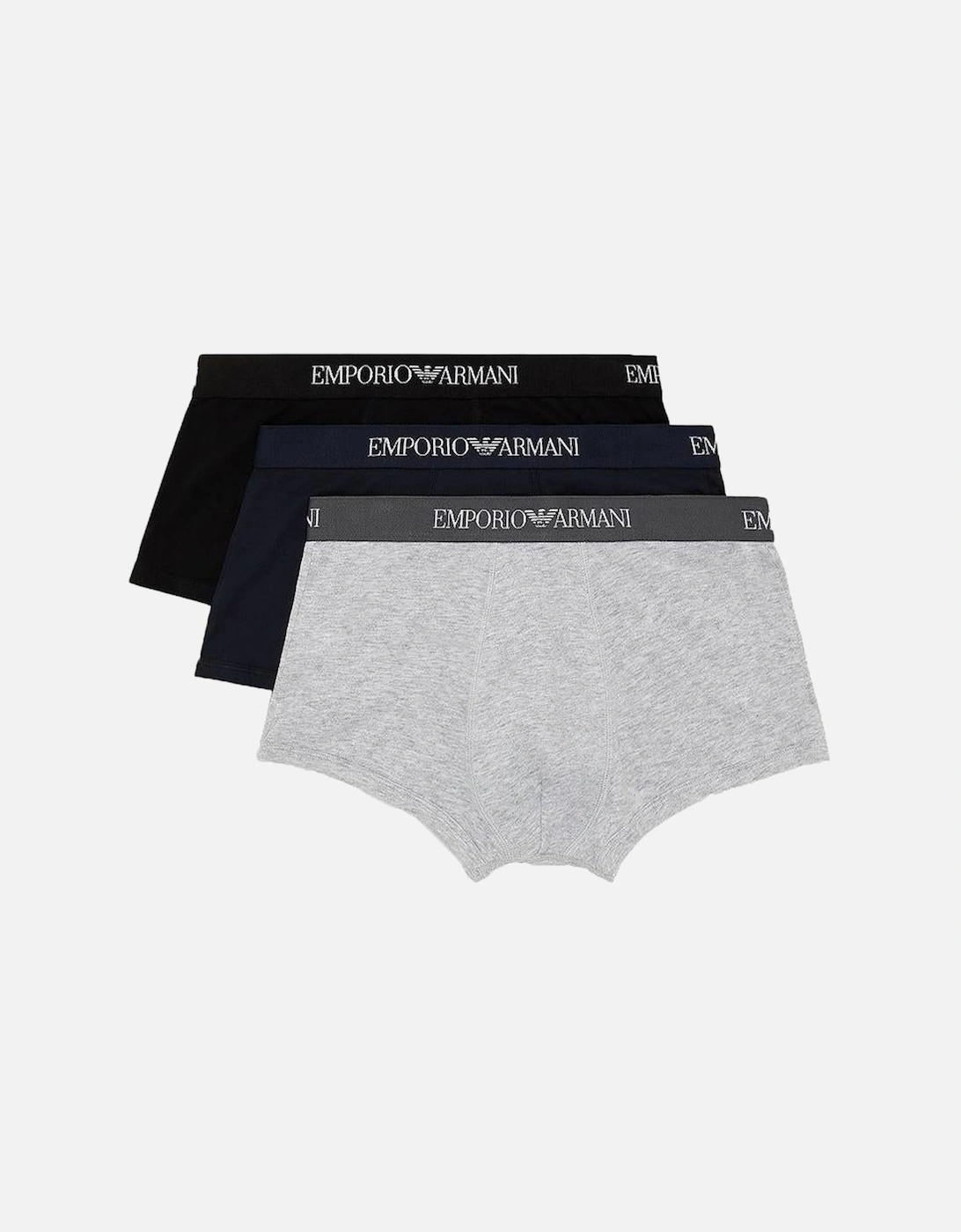 3-Pack Pure Cotton Boxer Trunks, Navy/Grey/Black, 5 of 4