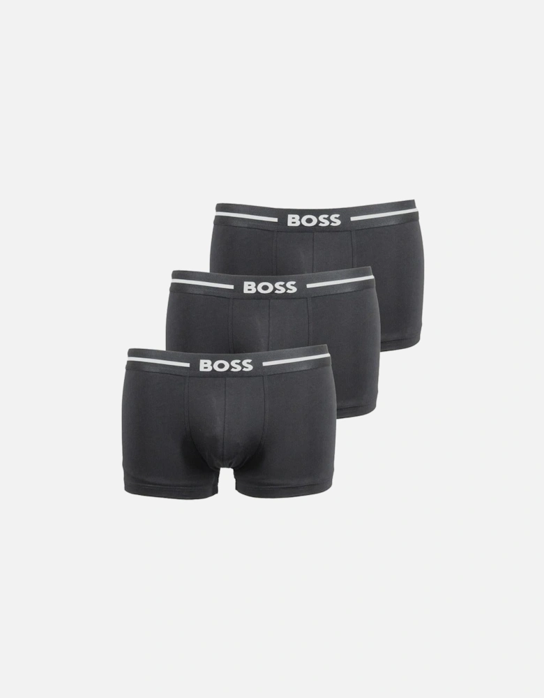 3-Pack Bold Logo Boxer Trunks, Black