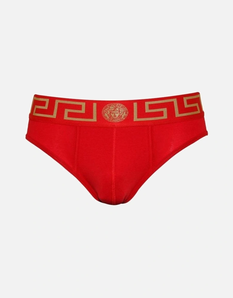 Greca Border Low-Rise Brief, Red