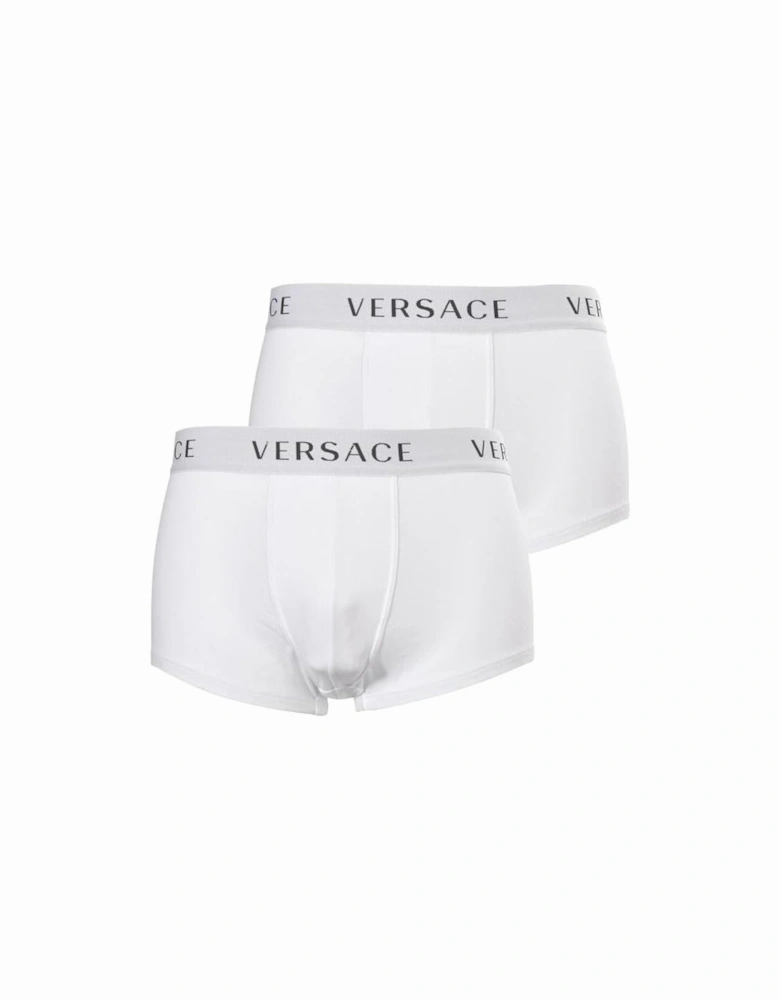2-Pack Classic Logo Low-Rise Boxer Trunks, White