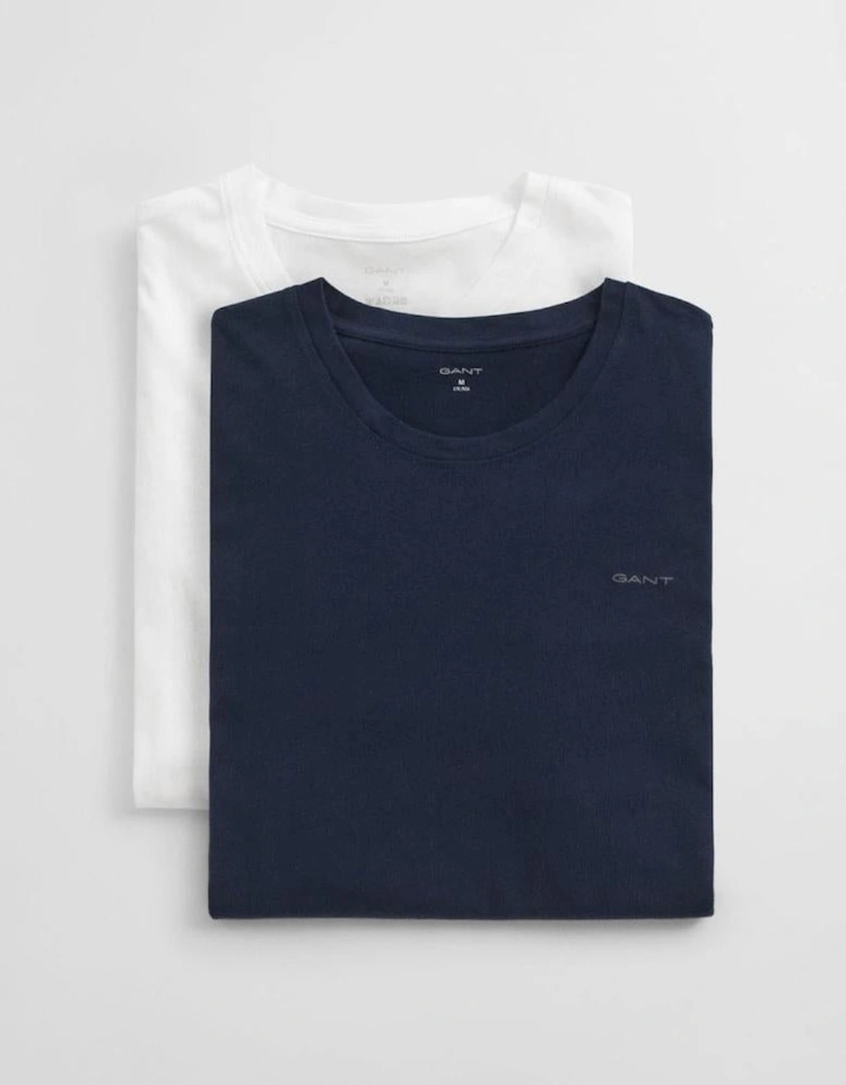 2-Pack Regular Fit Cotton Crew-Neck T-Shirts, Navy/White