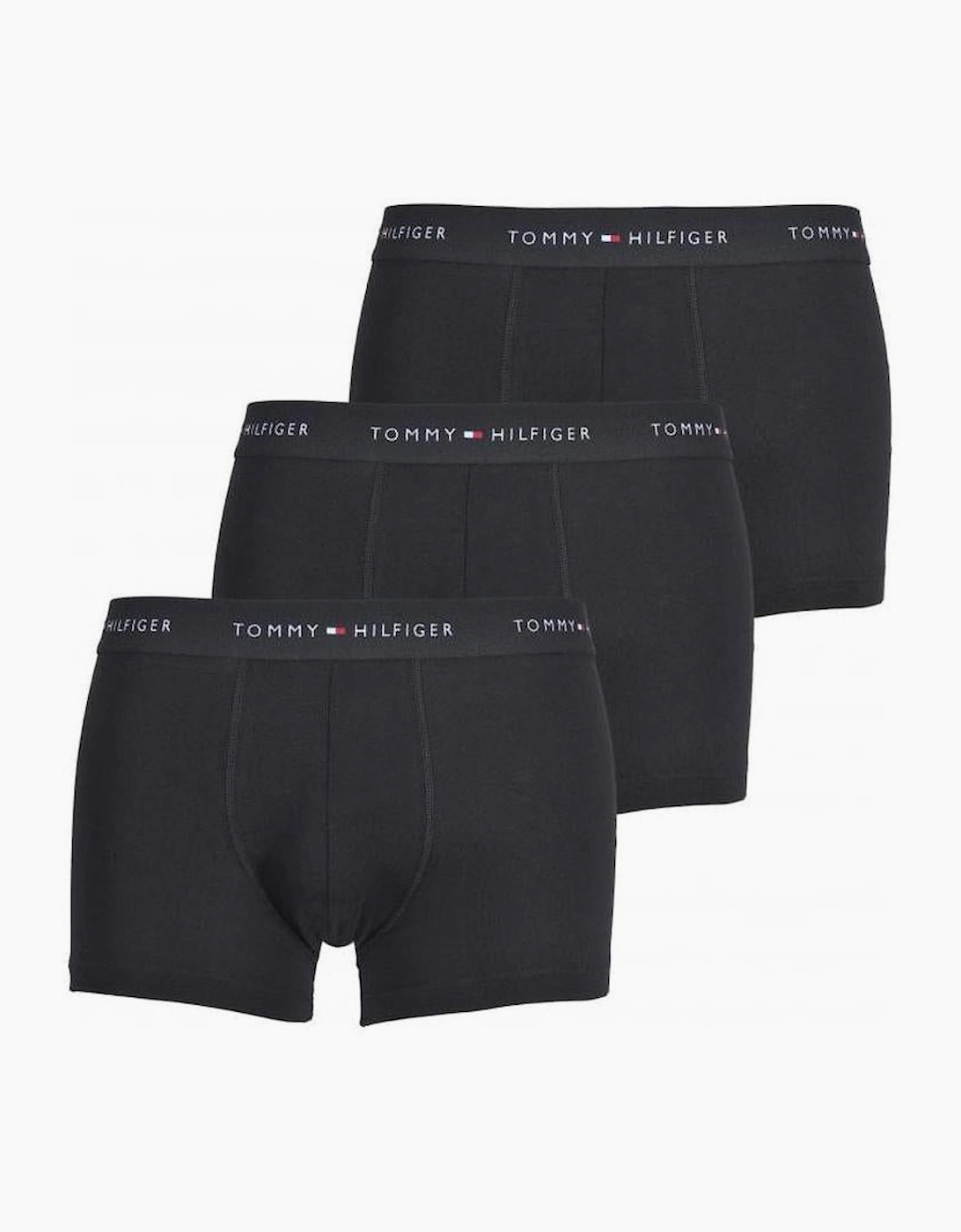 Tommy Hilfiger Men's Black 3-Pack Signature Cotton Boxer Trunks, - : 32/34/35 Large