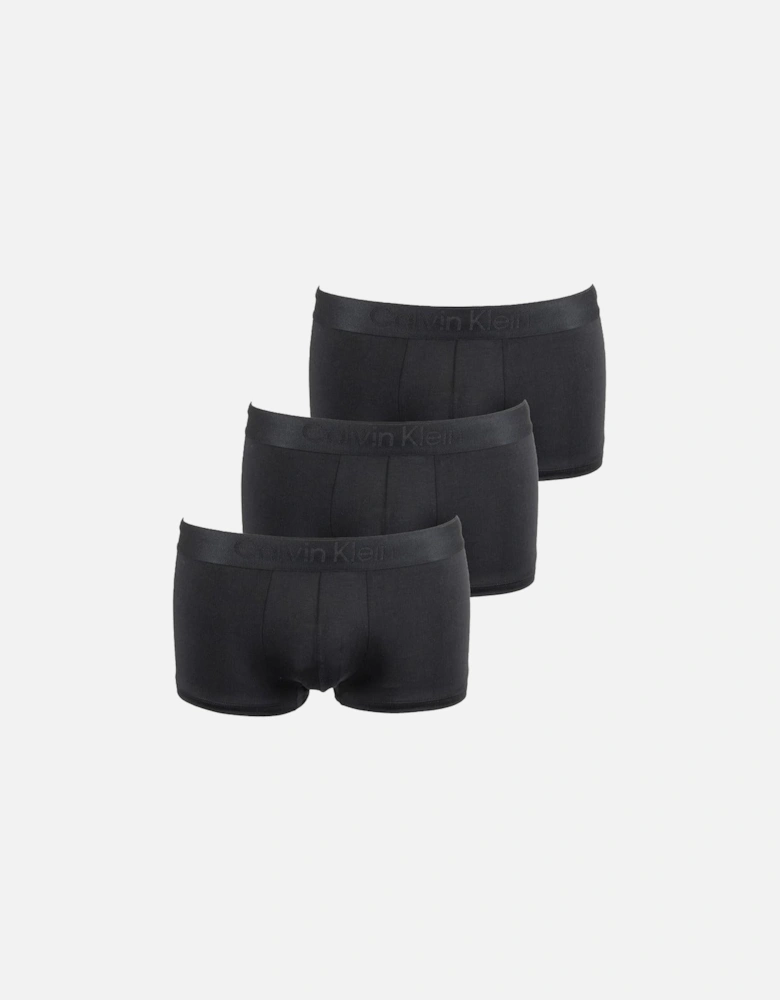 3-Pack CK Black Low-Rise Boxer Trunks, Black