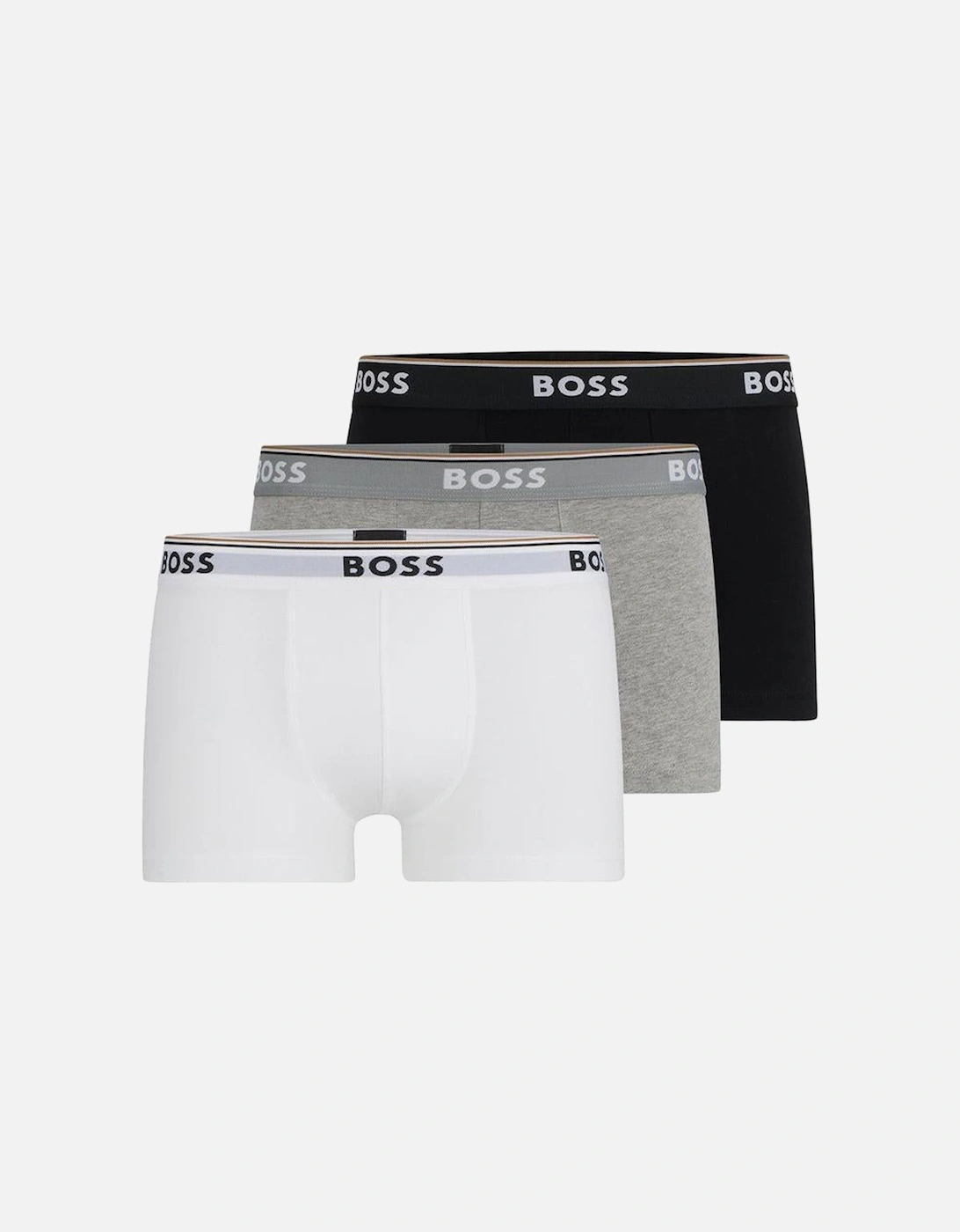 3-Pack Power Logo Boxer Trunks, Black/White/Grey, 8 of 7