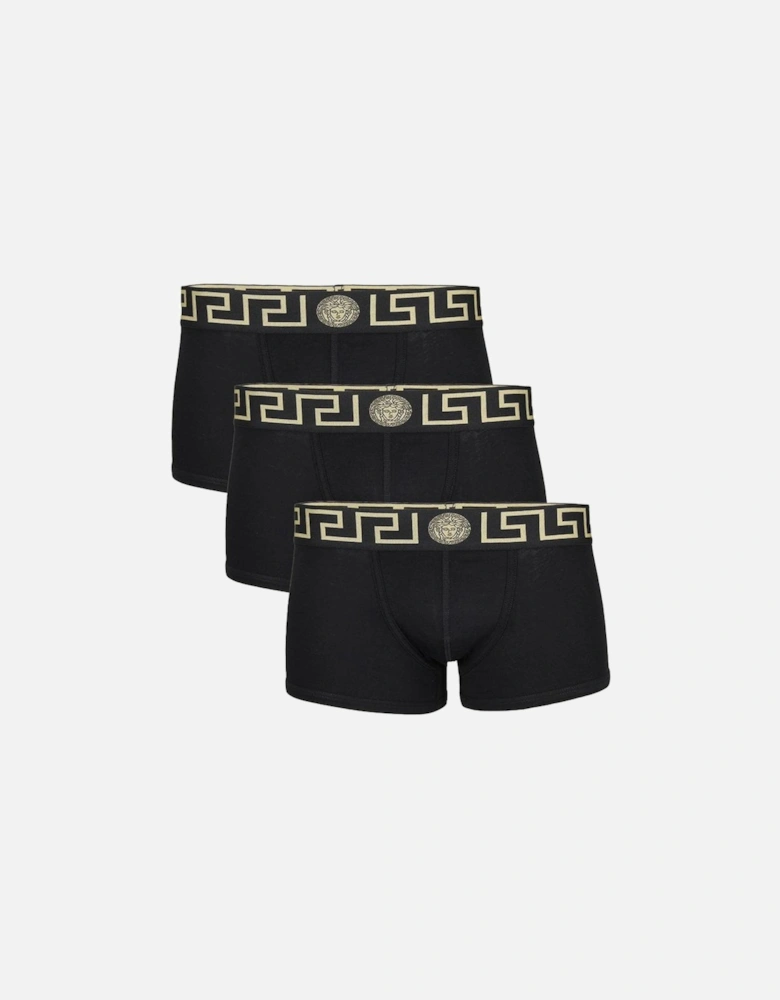 3-Pack Greca Border Boxer Trunks, Black