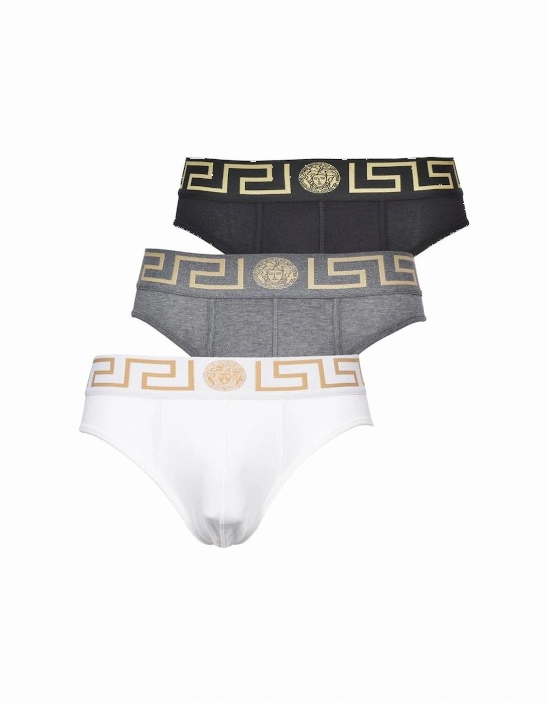 3-Pack Greca Border Briefs, Black/White/Grey, 7 of 6