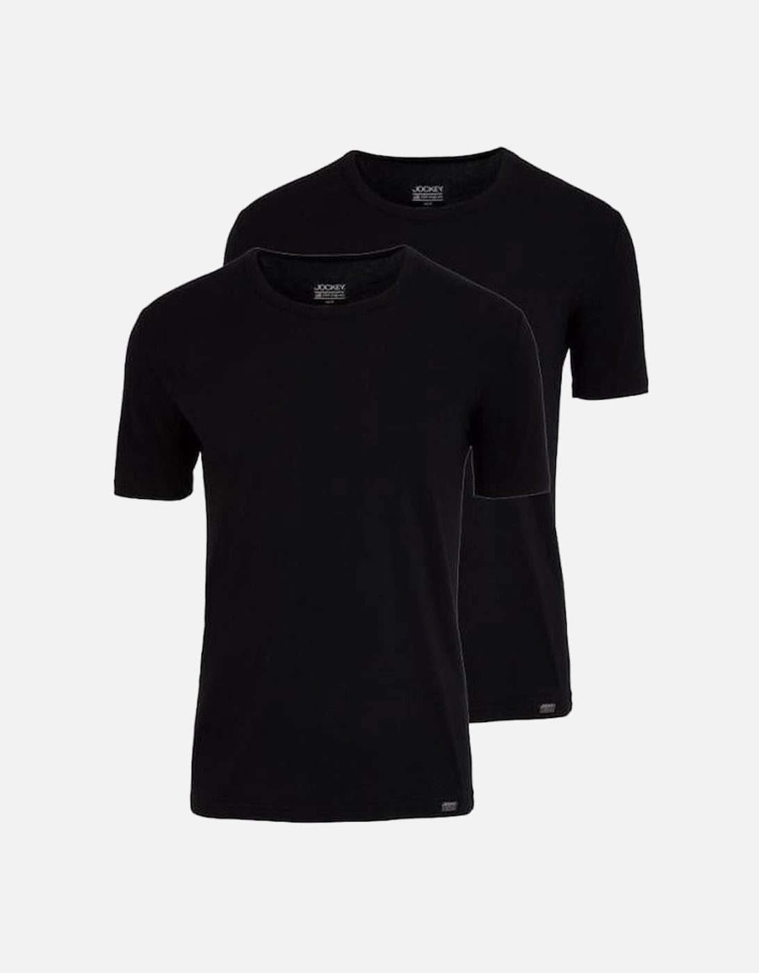 2-Pack Cotton Stretch Crew-Neck T-Shirts, Black, 3 of 2