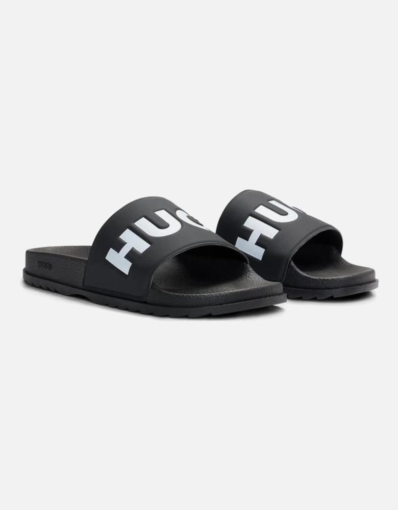 Logo Strap Sliders, Black/White