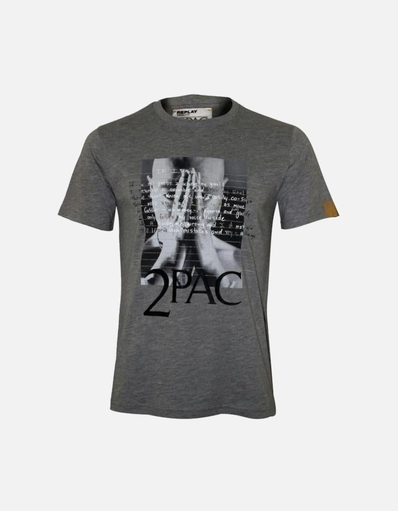 2Pac "If I Fail" Lyrics T-Shirt, Grey Melange