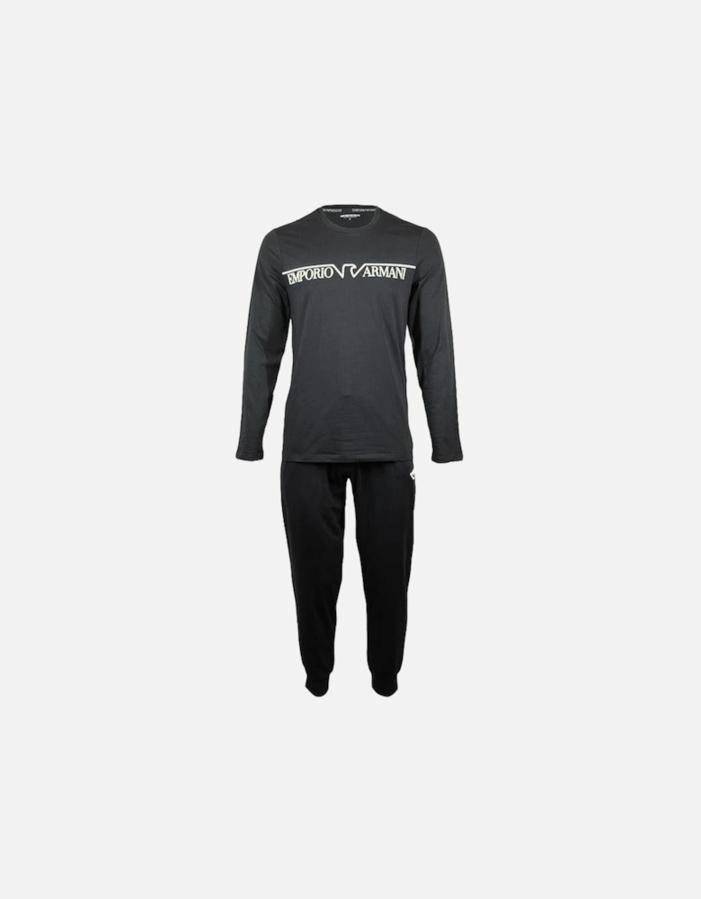 Stretch Cotton Long Pyjama Set, Black